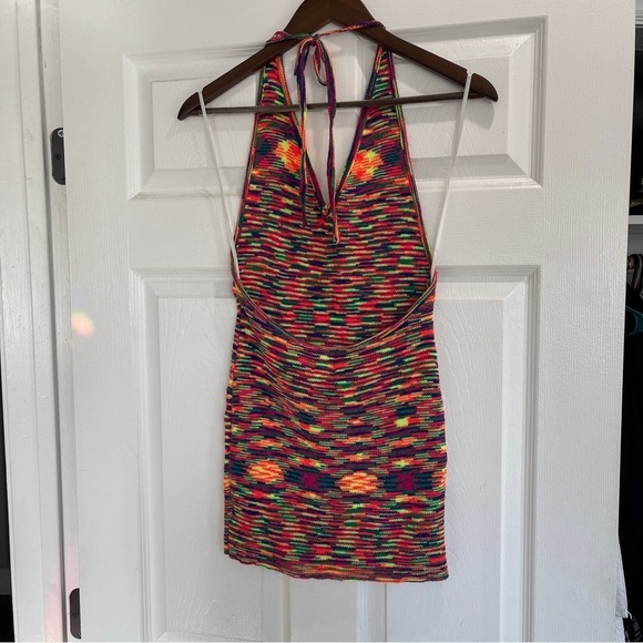 Princess Polly Adele Halter Mini Dress Rainbow Knit Women's size 4 - Picture 6 of 7